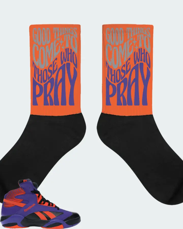 Reebok Shaq Attaq Sneaker Matching Orange Socks - Good Things Come To Those Who Pray