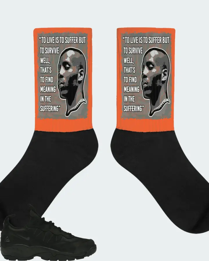 Nike ACG Air Mada Low Sneaker Matching Orange Socks - DMX Suffer Quote