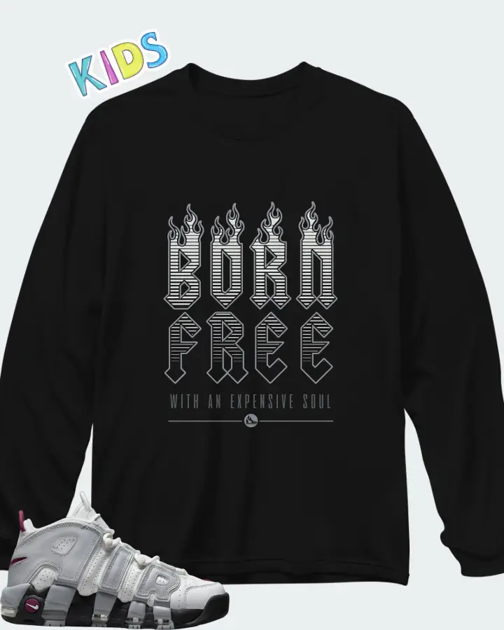 Nike Air More Uptempo Rosewood Wolf Grey (Women's) Matching Kid's Long Sleeve T-Shirt