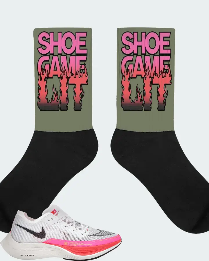 Nike ZoomX Vaporfly Next% 2 Sneaker Matching Olive Socks - Shoe Game Lit Refreshed