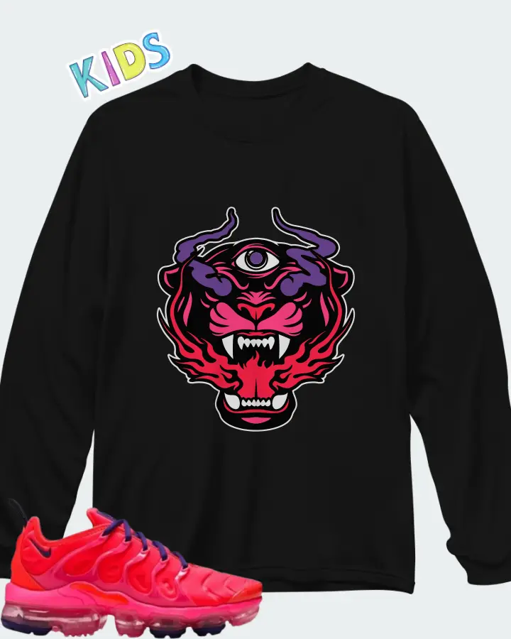 Nike Air VaporMax Plus Bright Crimson Matching Kid's Long Sleeve T-Shirt