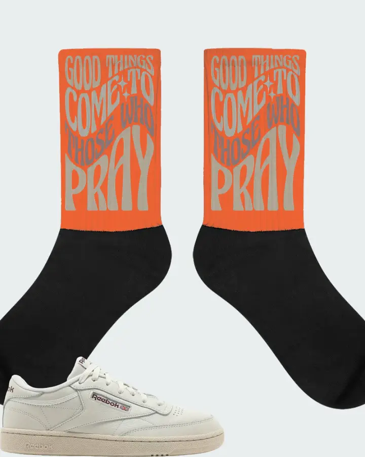 Reebok Club C 85 Vintage Sneaker Matching Socks - Good Things Come To Those Who Pray