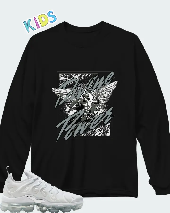 Nike Air VaporMax Plus White Chrome Matching Kid's Long Sleeve T-Shirt