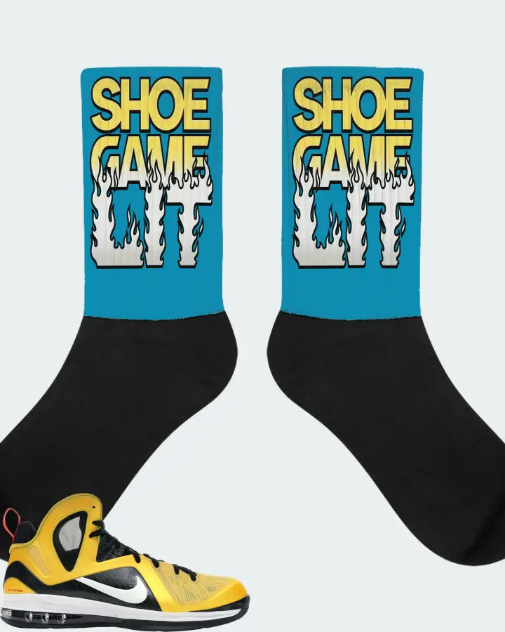 Nike LeBron 9 PS Elite Sneaker Matching Aqua Socks - Shoe Game Lit Refreshed
