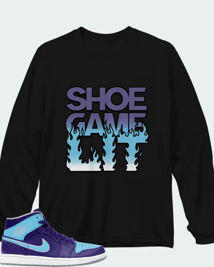 Air Jordan 1 Mid Gamma Blue Matching Long Sleeve T-Shirt