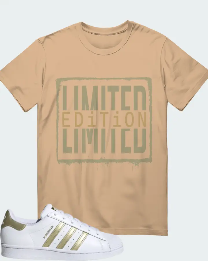 adidas Superstar White Gold Metallic (Women's) Sneaker Matching Cream T-Shirt - LIMITED EDITION