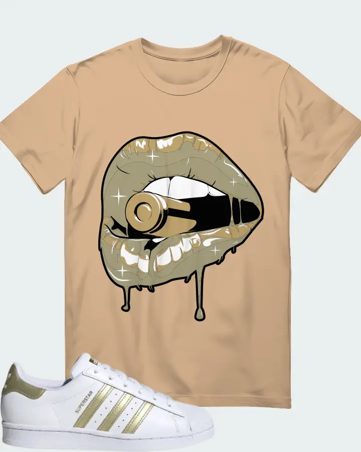 adidas Superstar White Gold Metallic (Women's) Sneaker Matching Cream T-Shirt - Kiss of Death