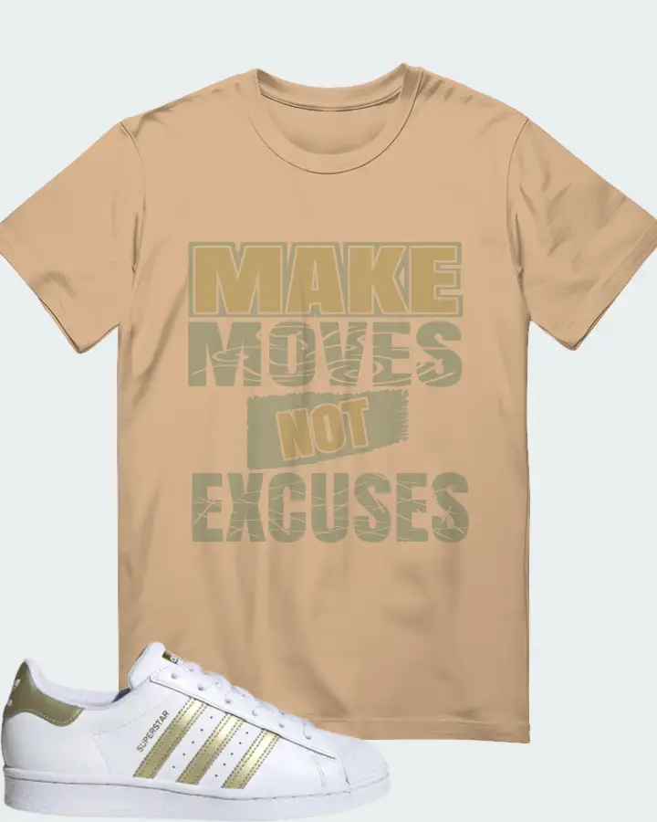 adidas Superstar White Gold Metallic (Women's) Sneaker Matching Cream T-Shirt - Make Moves Not Excuses