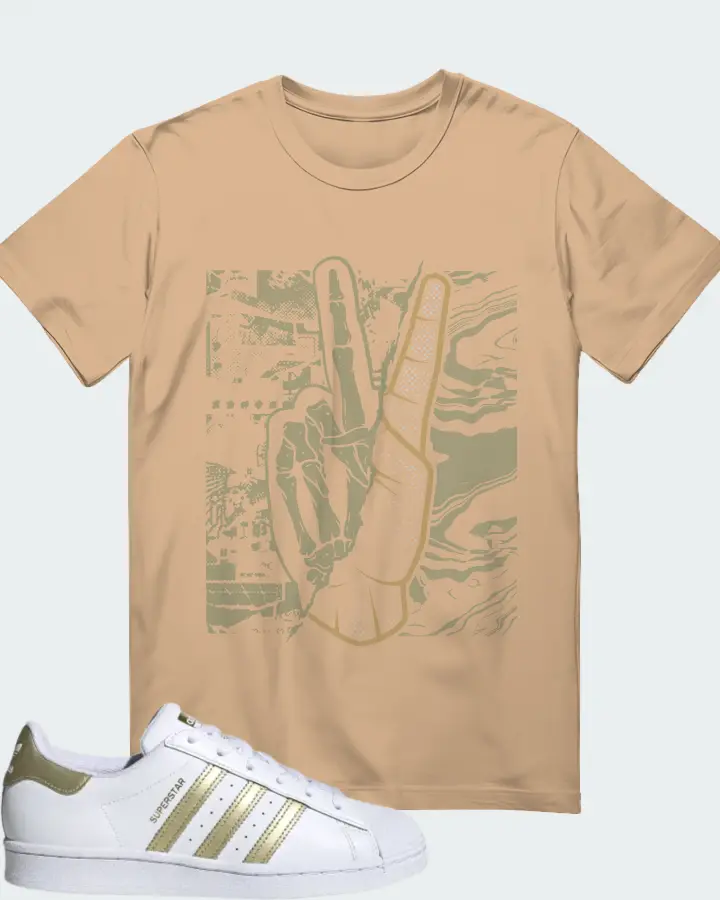 adidas Superstar White Gold Metallic (Women's) Sneaker Matching Cream T-Shirt - Peace of mind