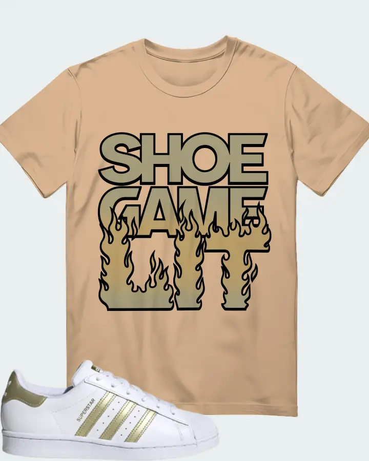 adidas Superstar White Gold Metallic (Women's) Sneaker Matching Cream T-Shirt - Shoe Game Lit Refreshed