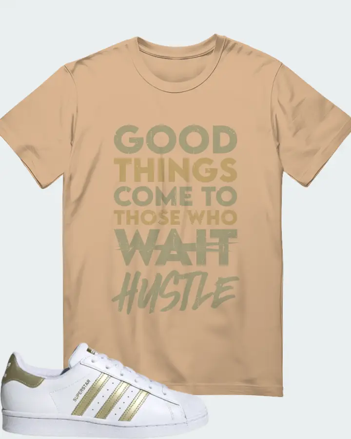 adidas Superstar White Gold Metallic (Women's) Sneaker Matching Cream T-Shirt - Good Things Come