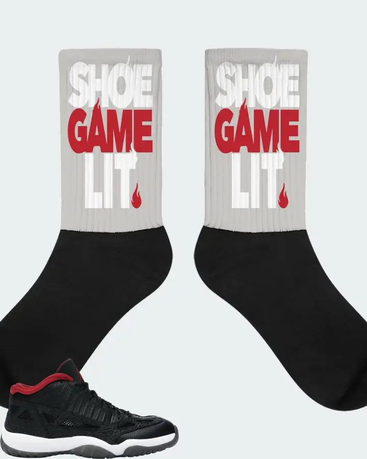 Jordan 11 Retro Low Sneaker Matching Grey Socks - Shoe Game Lit Classic
