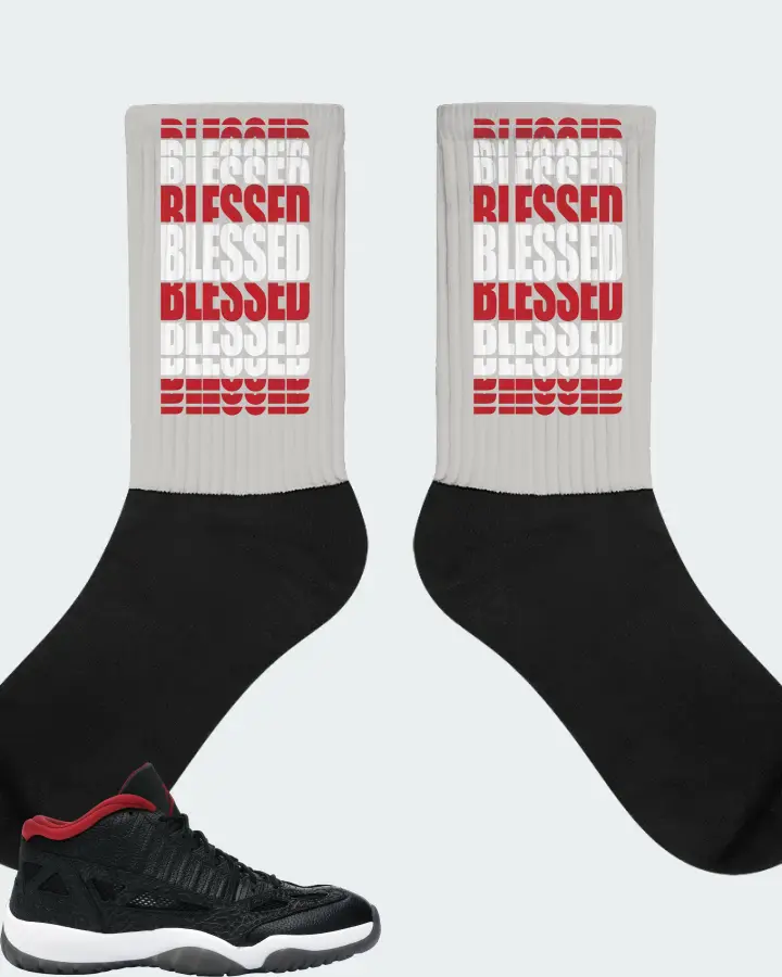 Jordan 11 Retro Low Sneaker Matching Grey Socks - BLESSED Many Times