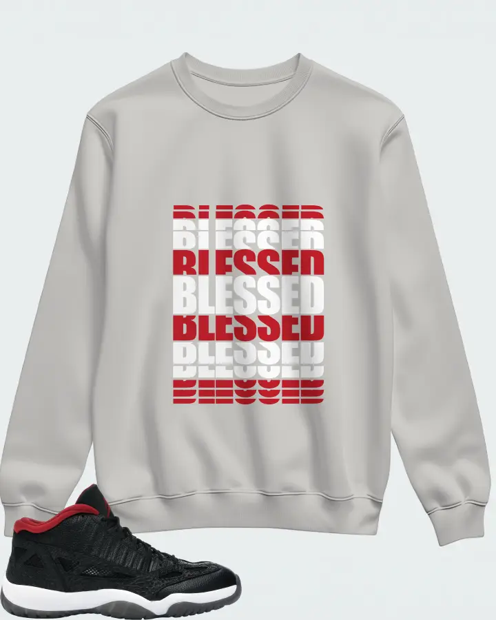 Jordan 11 Retro Low Sneaker Matching Grey Sweatshirt - BLESSED Many Times