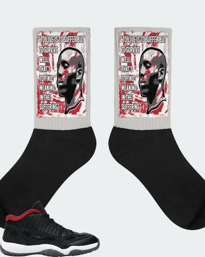 Jordan 11 Retro Low Sneaker Matching Grey Socks - DMX Suffer Quote