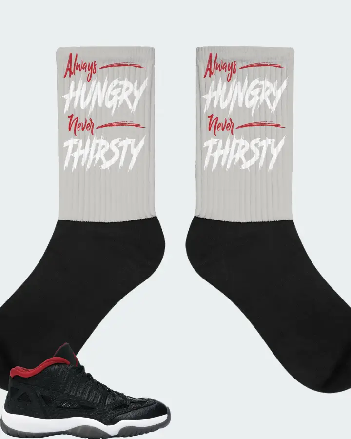 Jordan 11 Retro Low Sneaker Matching Grey Socks - Always HUNGRY Never THIRSTY