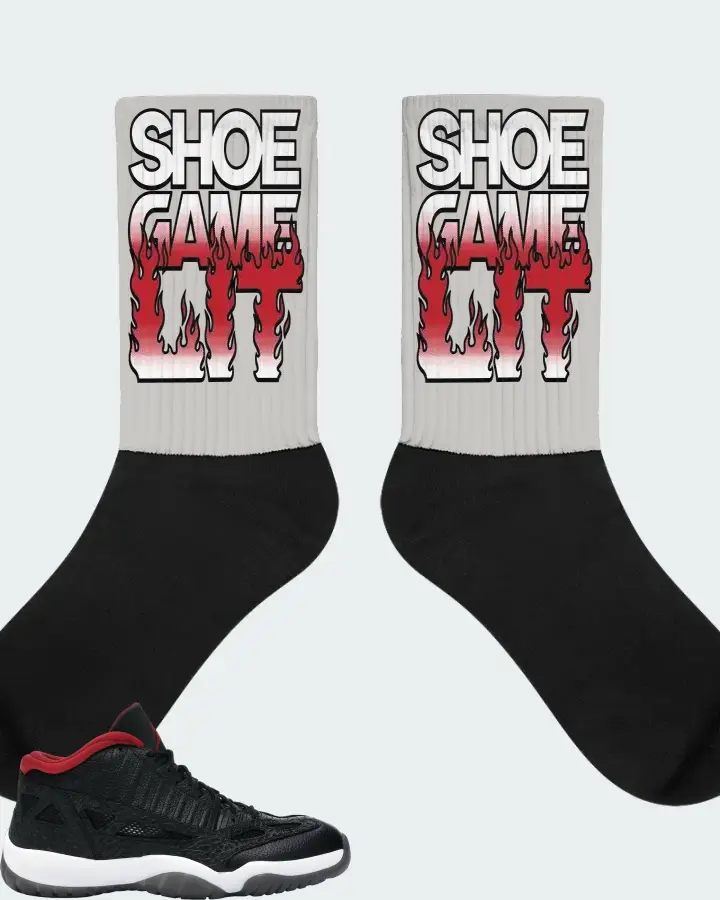 Jordan 11 Retro Low Sneaker Matching Grey Socks - Shoe Game Lit Refreshed