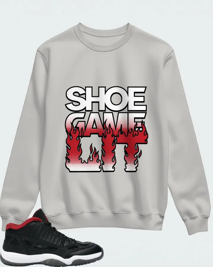 Jordan 11 Retro Low Sneaker Matching Grey Sweatshirt - Shoe Game Lit Refreshed