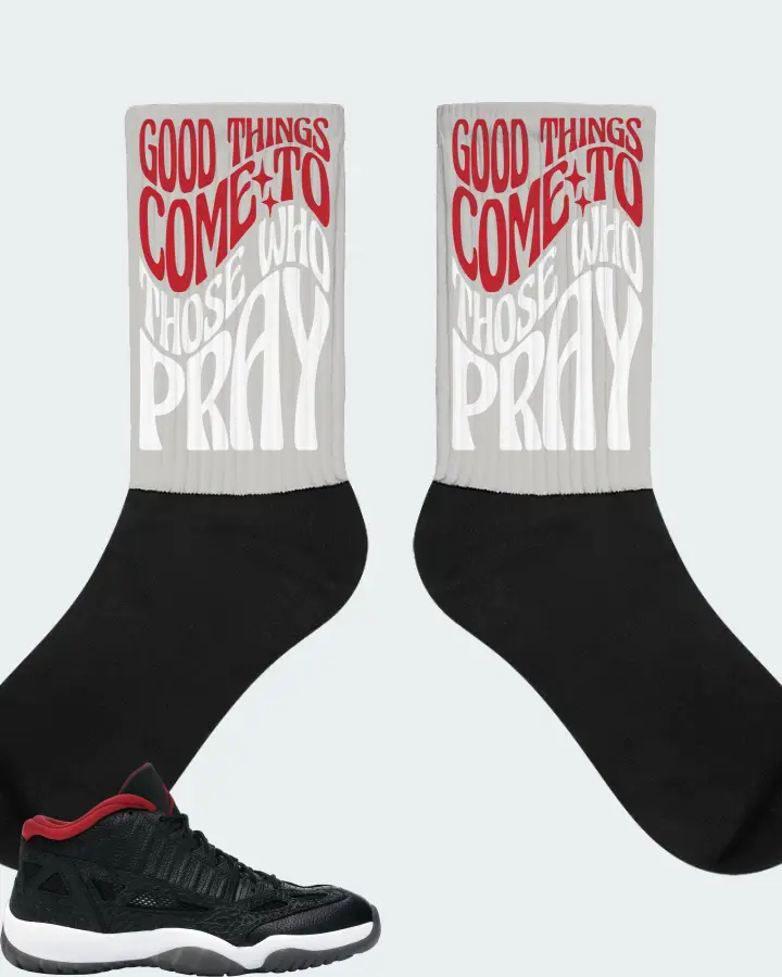 Jordan 11 Retro Low Sneaker Matching Grey Socks - Good Things Come To Those Who Pray