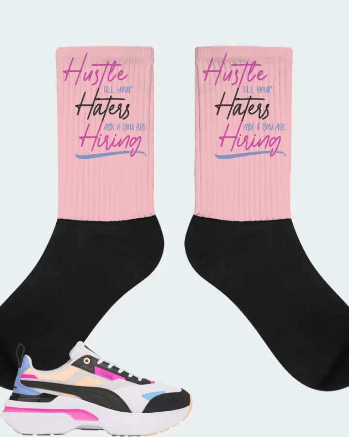 Puma Kosmo Rider Bright White Grey Violet  Sneaker Matching Pink Socks - HUSTLE TILL YOUR HATERS ASK