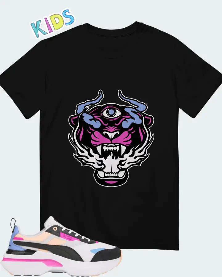 Puma Kosmo Rider Bright White Grey Violet Matching Kid's T-Shirt