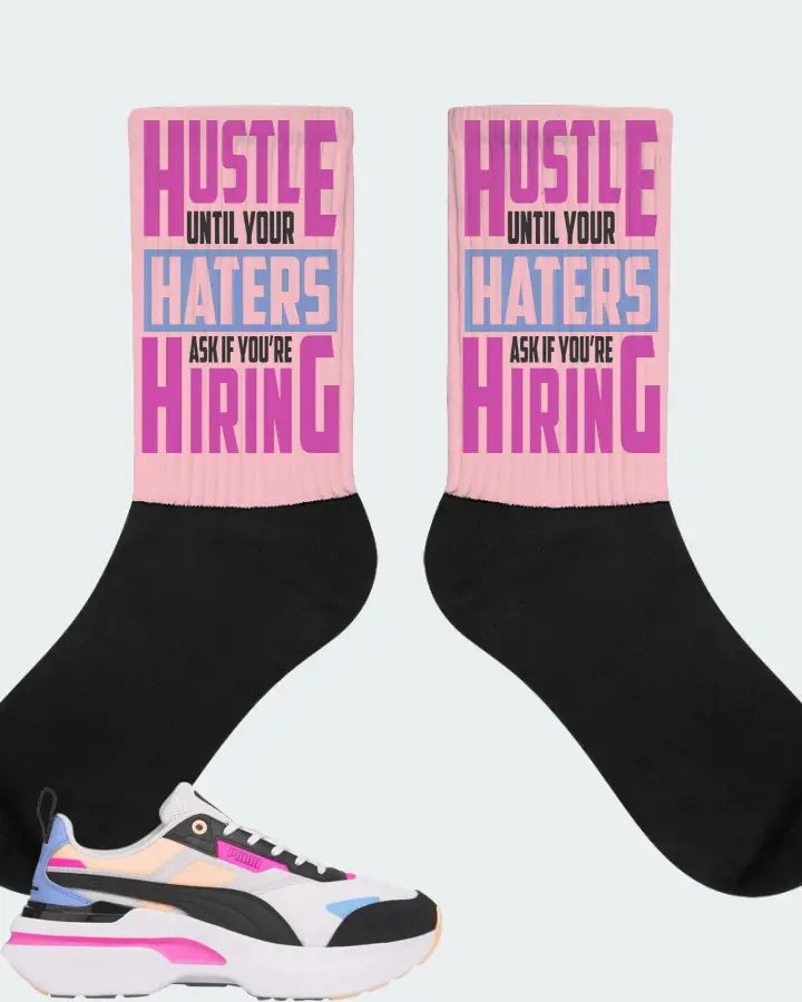 Puma Kosmo Rider Bright White Grey Violet  Sneaker Matching Pink Socks - HUSTLE UNTIL YOUR HATERS