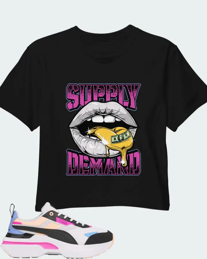 Puma Kosmo Rider Bright White Grey Violet Matching Crop Top