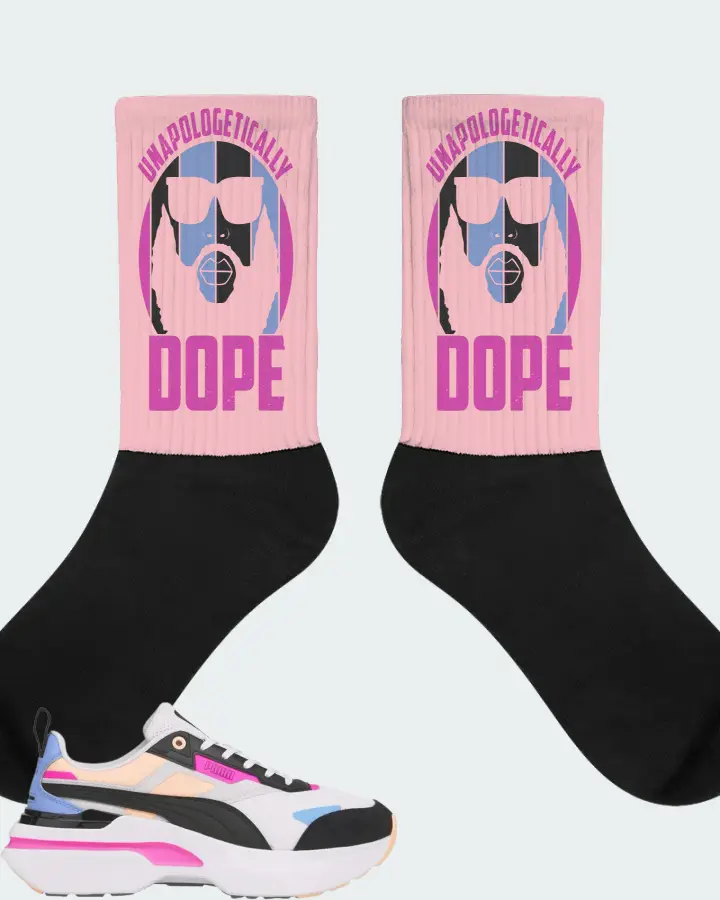 Puma Kosmo Rider Bright White Grey Violet  Sneaker Matching Pink Socks - UNAPOLOGETICALLY DOPE Man