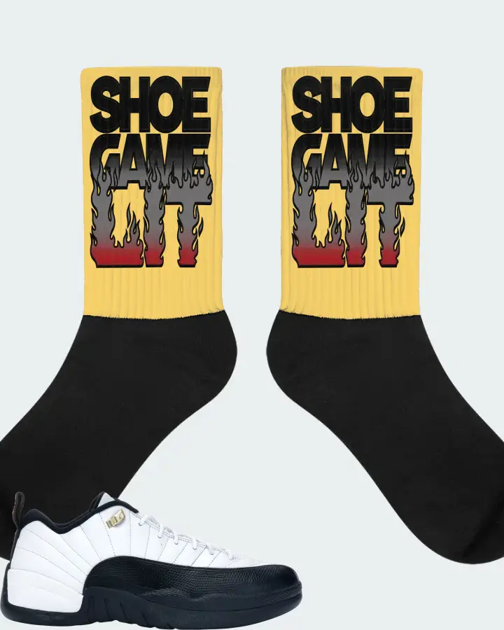Jordan 12 Retro Low Sneaker Matching Yellow Socks - Shoe Game Lit Refreshed