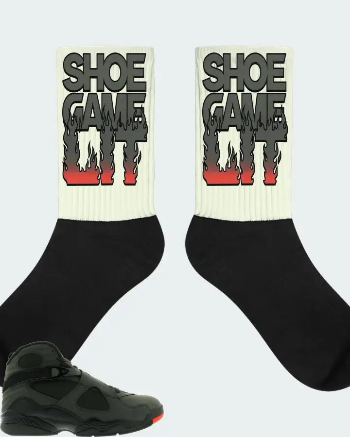 Jordan 8 Retro Sneaker Matching Citron Socks - Shoe Game Lit Refreshed