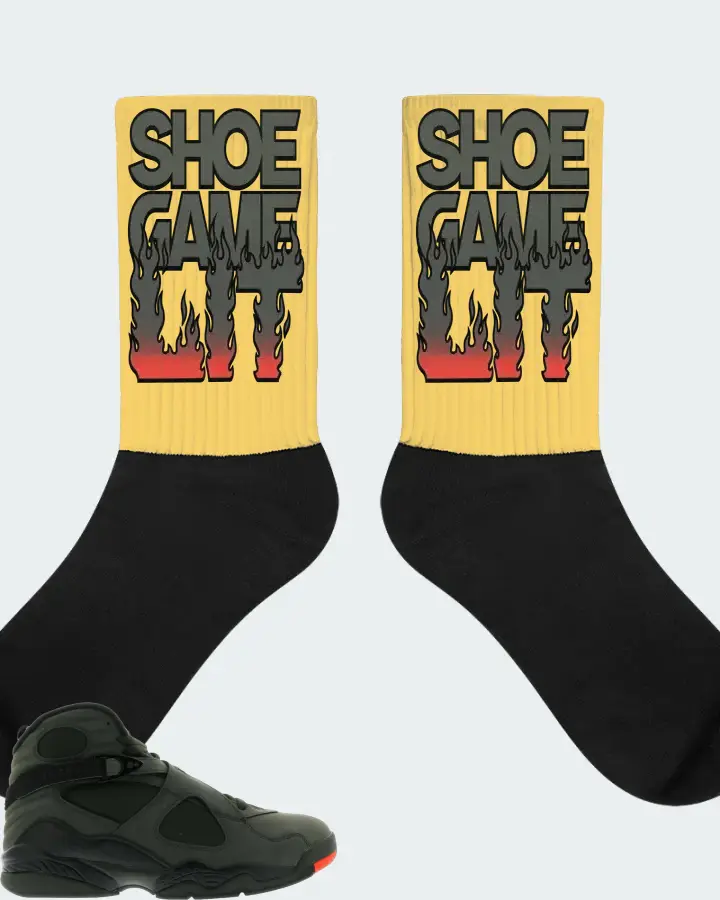 Jordan 8 Retro Sneaker Matching Yellow Socks - Shoe Game Lit Refreshed