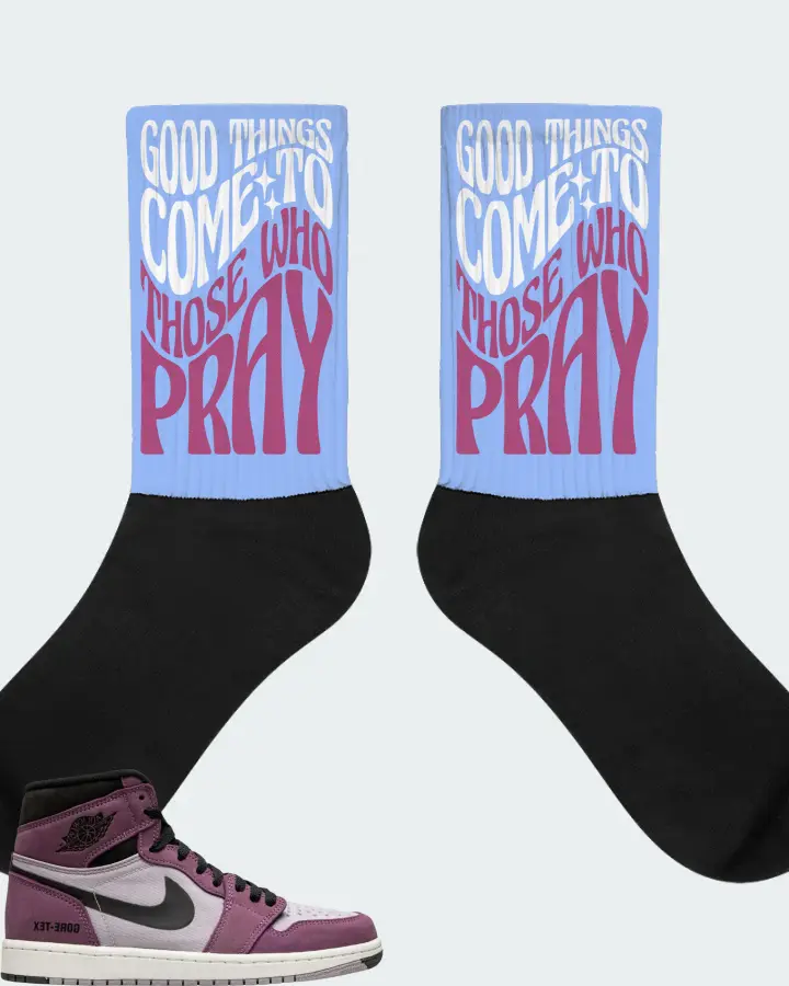 Jordan 1 High Element Sneaker Matching Carolina Blue Socks - Good Things Come To Those Who Pray