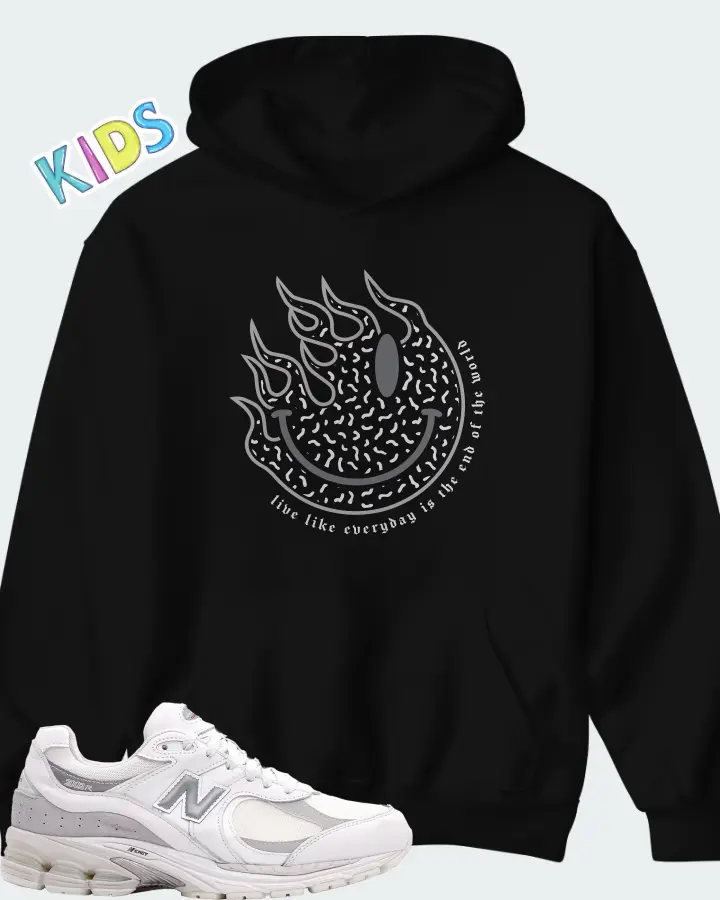 New Balance 2002R Gore-Tex White Brighton Grey Matching Kid's Hoodie