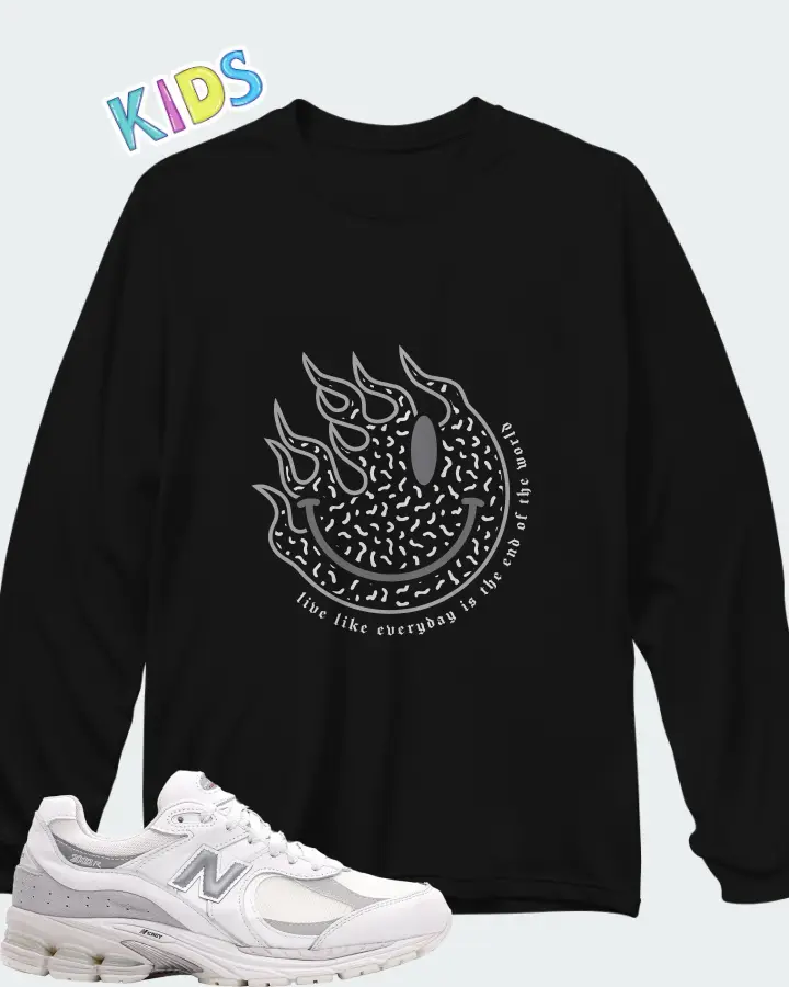 New Balance 2002R Gore-Tex White Brighton Grey Matching Kid's Long Sleeve T-Shirt