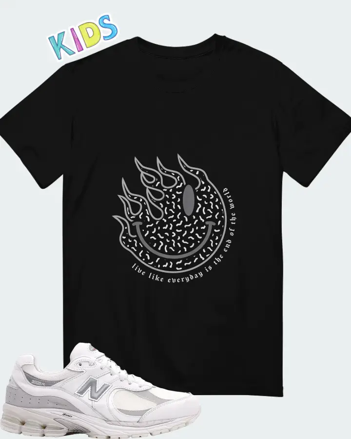 New Balance 2002R Gore-Tex White Brighton Grey Matching Kid's T-Shirt