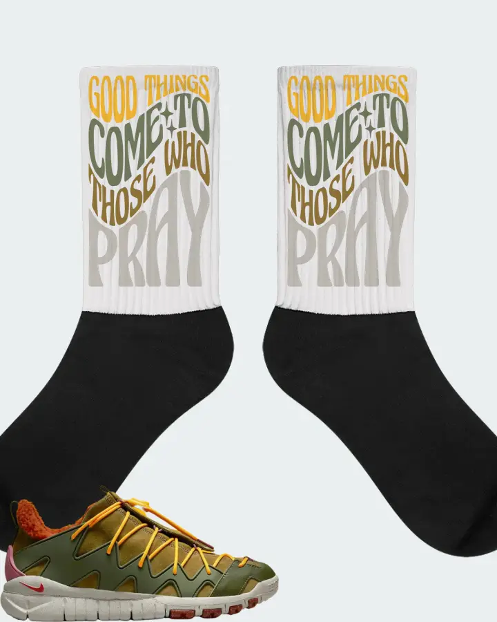 Nike Free Crater Trail Boot Sneaker Matching White Socks - Good Things Come To Those Who Pray