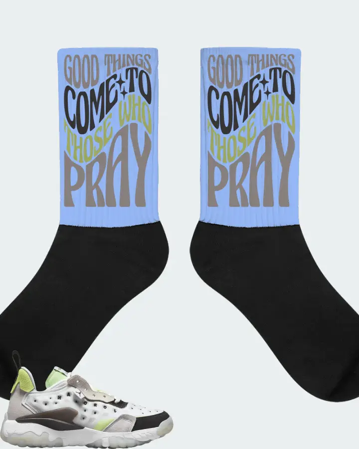Jordan Delta 2 Sneaker Matching Carolina Blue Socks - Good Things Come To Those Who Pray