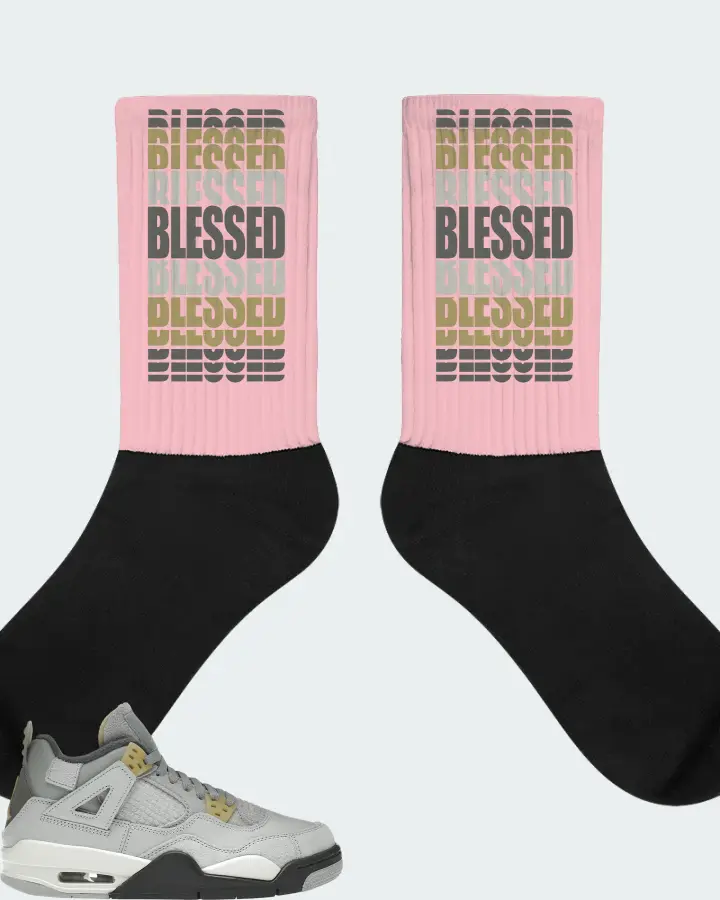 Jordan 4 Retro SE Sneaker Matching Pink Socks - BLESSED Many Times