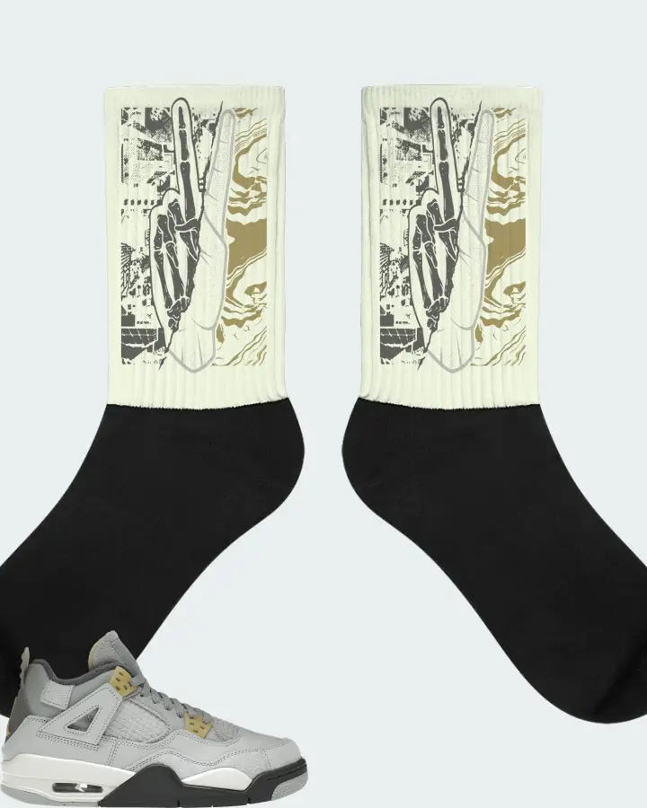 Jordan 4 Retro SE Sneaker Matching Citron Socks - Peace of mind