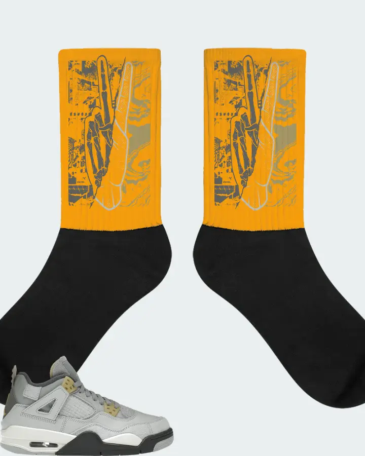 Jordan 4 Retro SE Sneaker Matching Gold Socks - Peace of mind