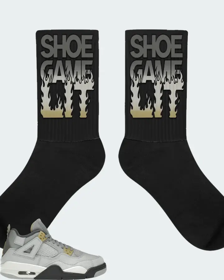 Jordan 4 Retro SE Sneaker Matching Black Socks - Shoe Game Lit Refreshed