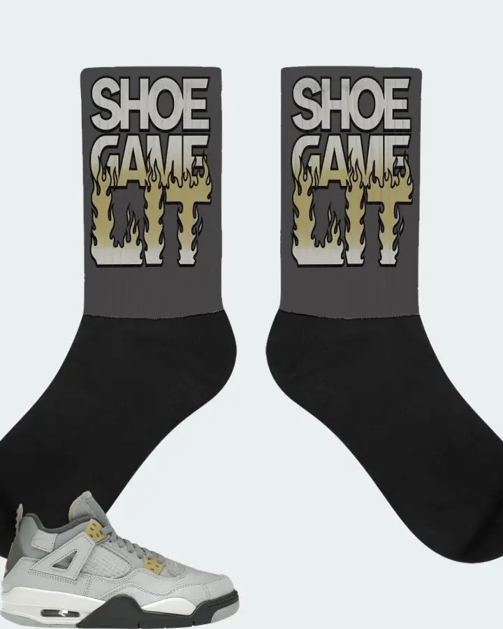 Jordan 4 Retro SE Sneaker Matching Dark Grey Socks - Shoe Game Lit Refreshed