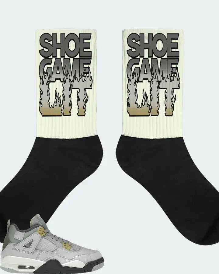 Jordan 4 Retro SE Sneaker Matching Citron Socks - Shoe Game Lit Refreshed