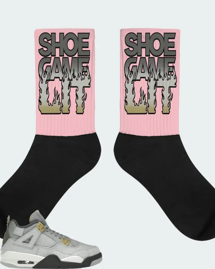Jordan 4 Retro SE Sneaker Matching Pink Socks - Shoe Game Lit Refreshed
