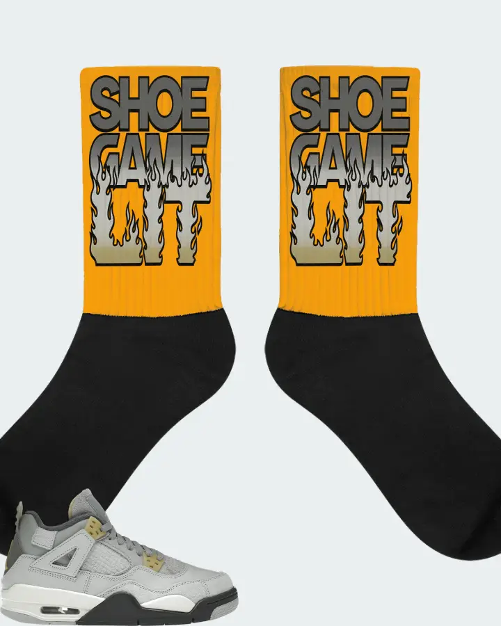 Jordan 4 Retro SE Sneaker Matching Gold Socks - Shoe Game Lit Refreshed