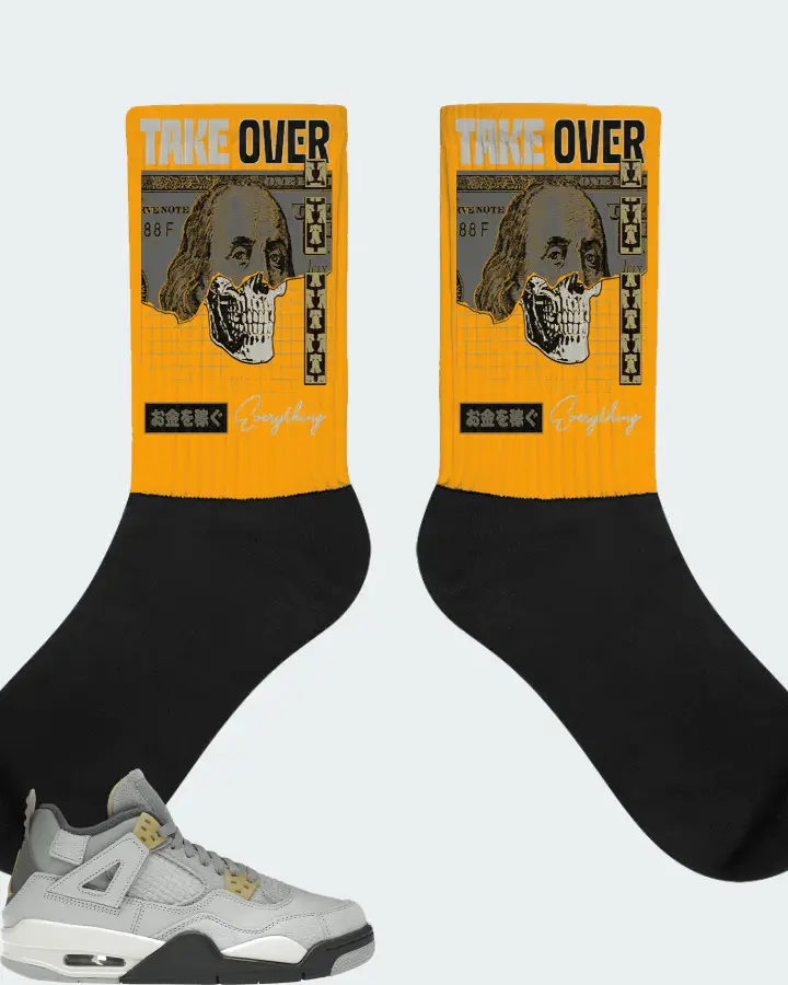 Jordan 4 Retro SE Sneaker Matching Gold Socks - Take Over