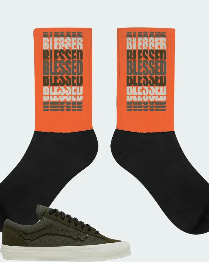 Vans OG Style 36 LX Sneaker Matching Orange Socks - BLESSED Many Times