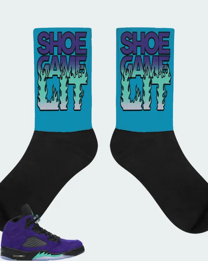 Jordan 5 Retro Sneaker Matching Aqua Socks - Shoe Game Lit Refreshed