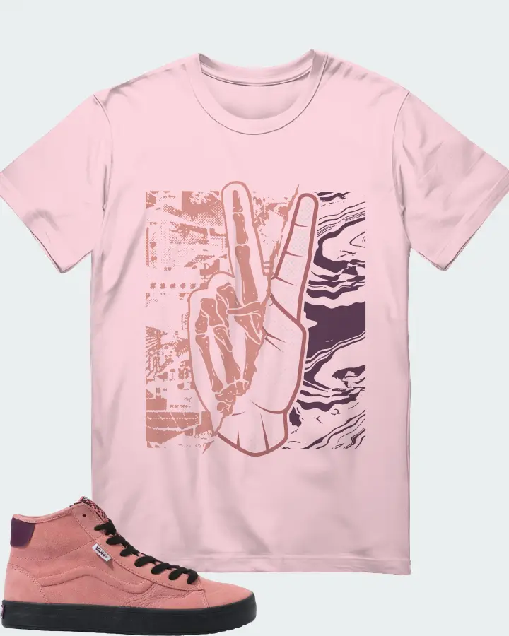 Vans The Lizzie Sneaker Matching Soft Pink T-Shirt - Peace of mind