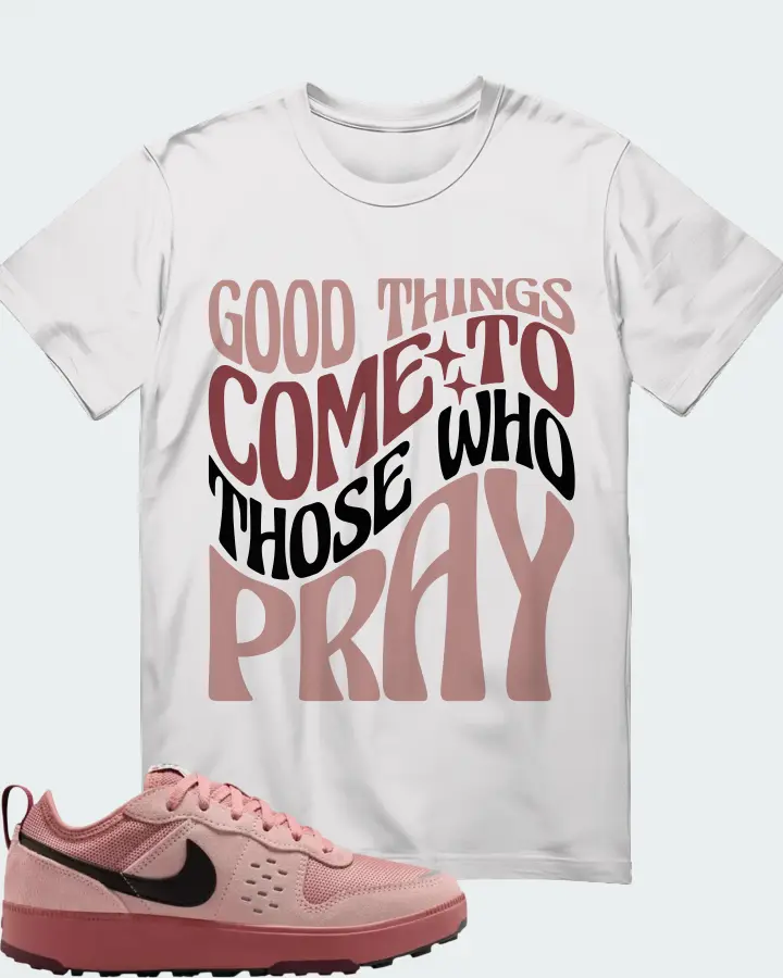 Nike C1TY Red Stardust Sneaker Matching White T-Shirt - Good Things Come To Those Who Pray
